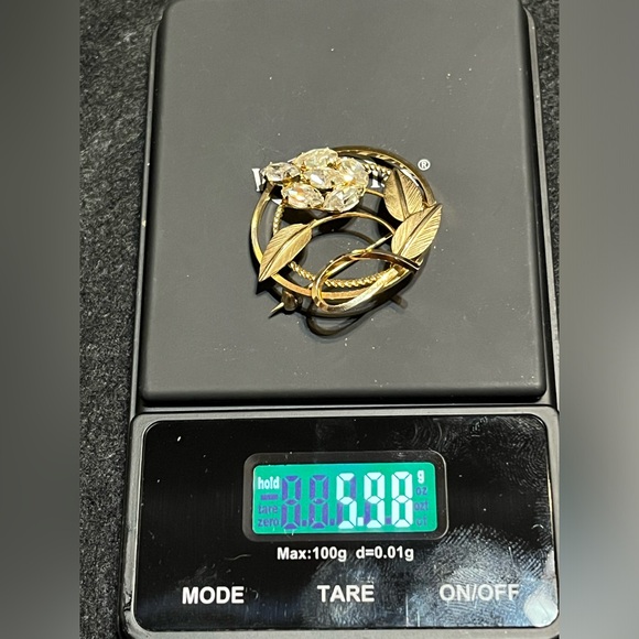 RARE Vintage Star ART 12k gf signed rhinestone brooch gold tone - Picture 5 of 6